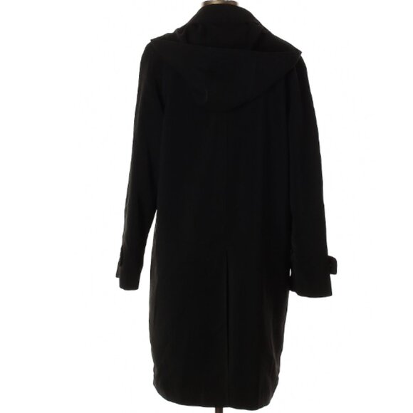Gallery Vintage Womens Insulated Hooded Trenchcoat Overcoat Black Sz M - Picture 2 of 3